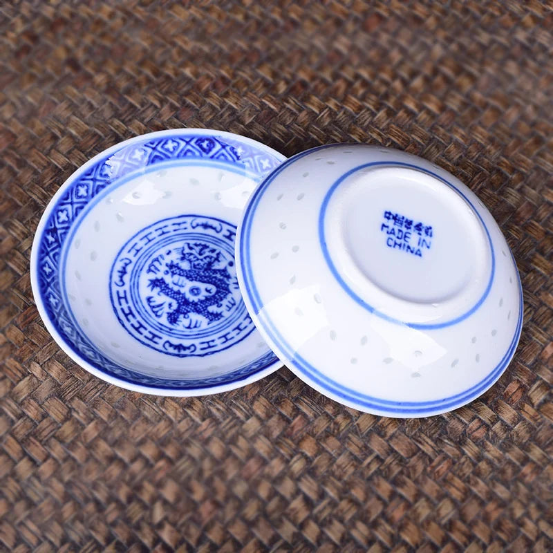 Afralia™ Blue And White Porcelain Dragon Pattern Flavor Dish Set