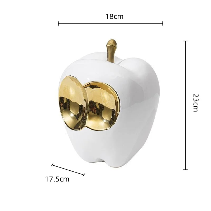 Afralia™ Golden Apple Sculpture: Abstract Ceramic Handicraft Simulated Fruit Figurine Home Decor.