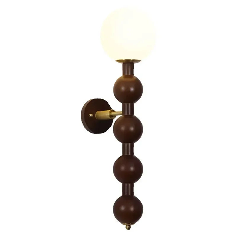 Afralia™ Wood Glass Ball Wall Sconce: Long LED Fixture for Living Room, Bedroom, Hotel