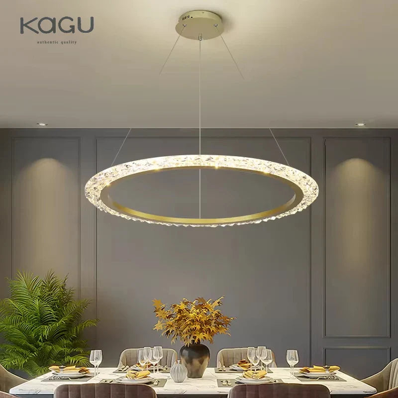 Afralia™ Modern Luxury Gold Ring LED Pendant Chandelier for Living Room & Bedroom
