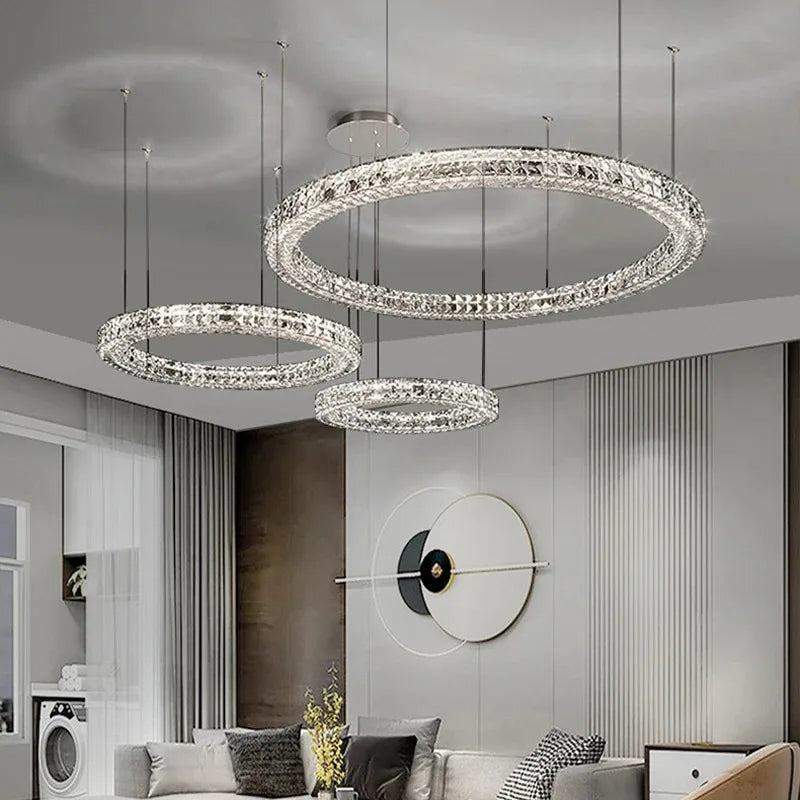 Afralia™ Crystal LED Chandelier: Modern Luxury Chrome Steel & Clear K9 Crystal Lighting