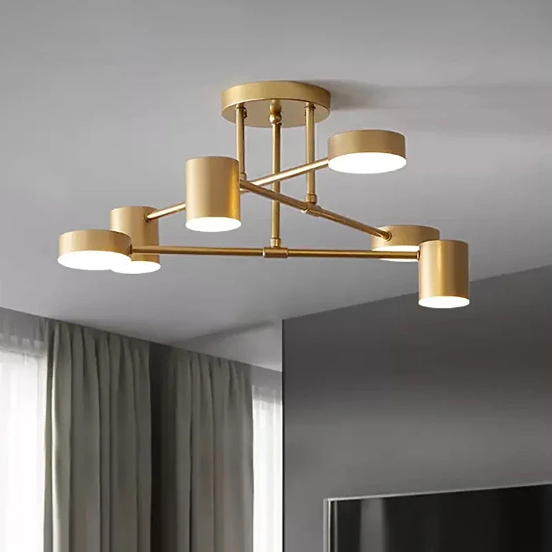 Afralia™ Vintage LED Chandelier - Brushed Antique Gold Loft Parlor Lighting Fixture