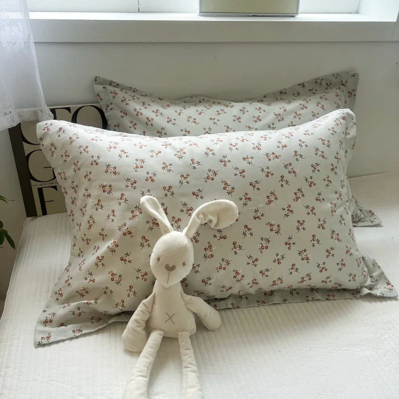 Afralia™ Korean Floral Cotton Pillowcase 40x60cm, 48x74cm, 50x80cm, Home Cushion Cover