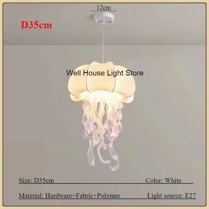 Afralia™ Jellyfish Silk Chandelier: Romantic Pendant Light for Living Room Bedroom Dining Room