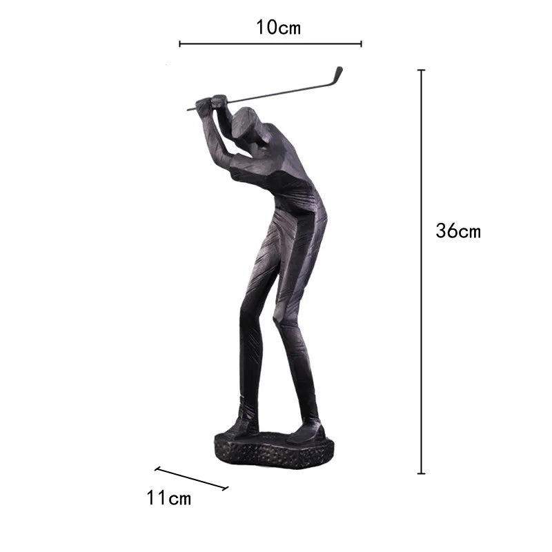 Afralia™ Golf Player Sculpture Abstract Human Body Figure Statue Resin Decor Figurine