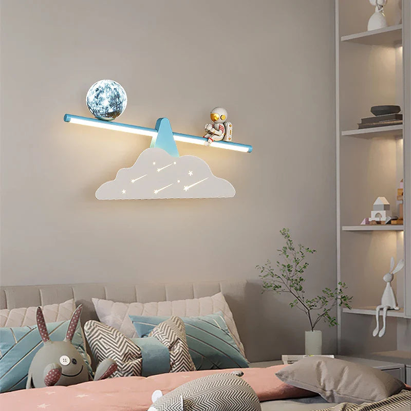 Afralia™ Moon Planet Astronaut Wall Lamp for Luxury Living Room and Bedroom