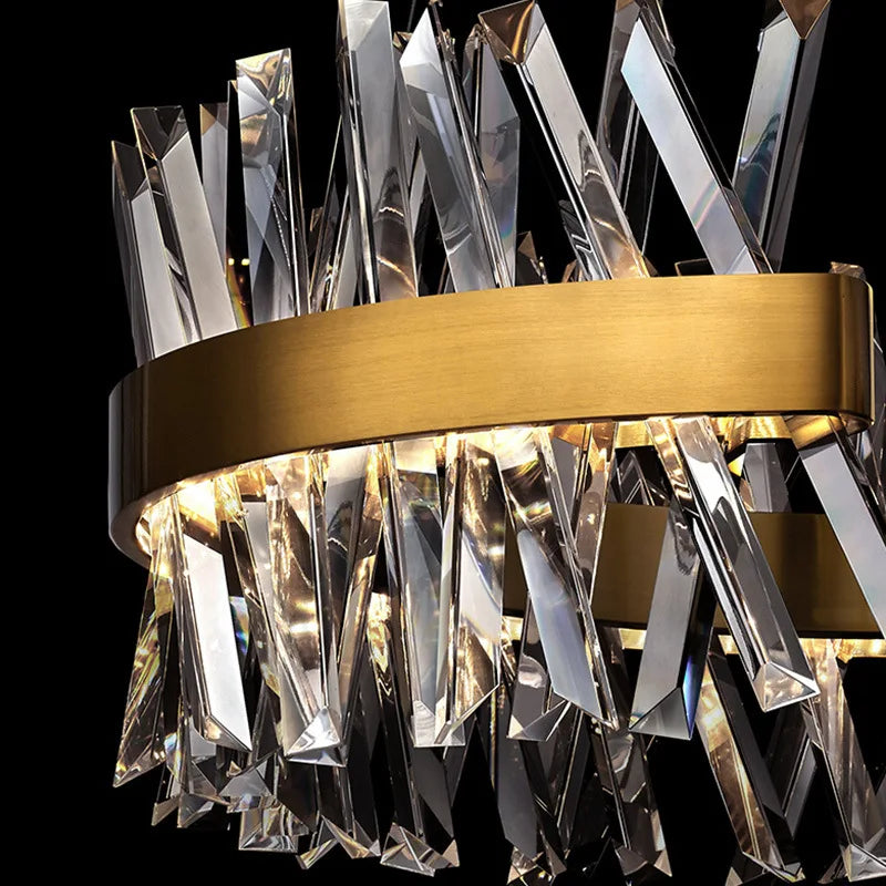 Afralia™ Crystal Pendant Lamp: Dimmable Semi Round LED Pendant Light for Stylish Living Rooms