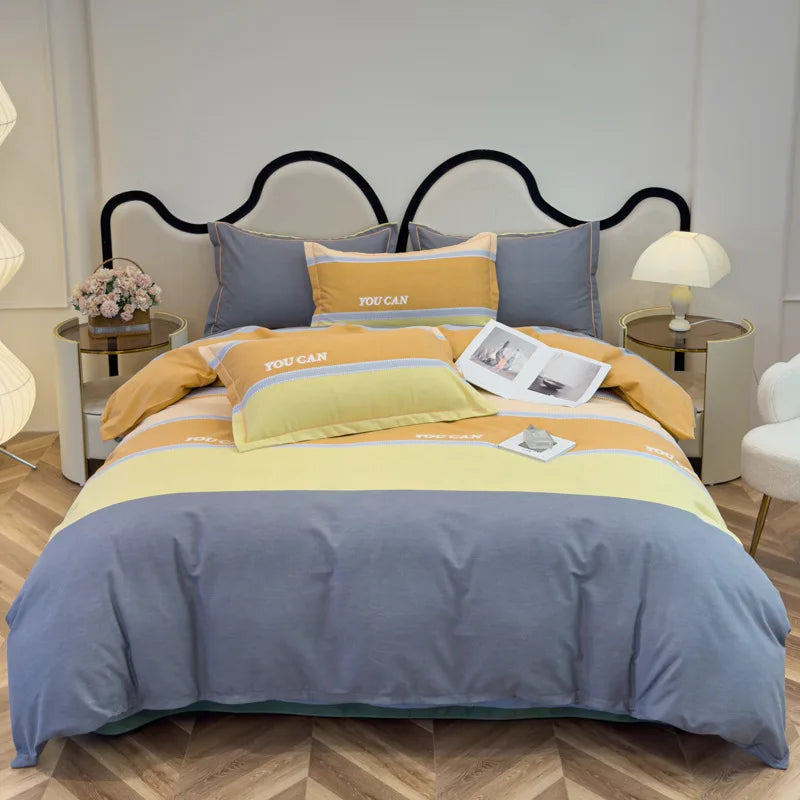 Afralia™ Brushed Cotton Printed Duvet Cover Set - Single/Double Bed Bedclothes