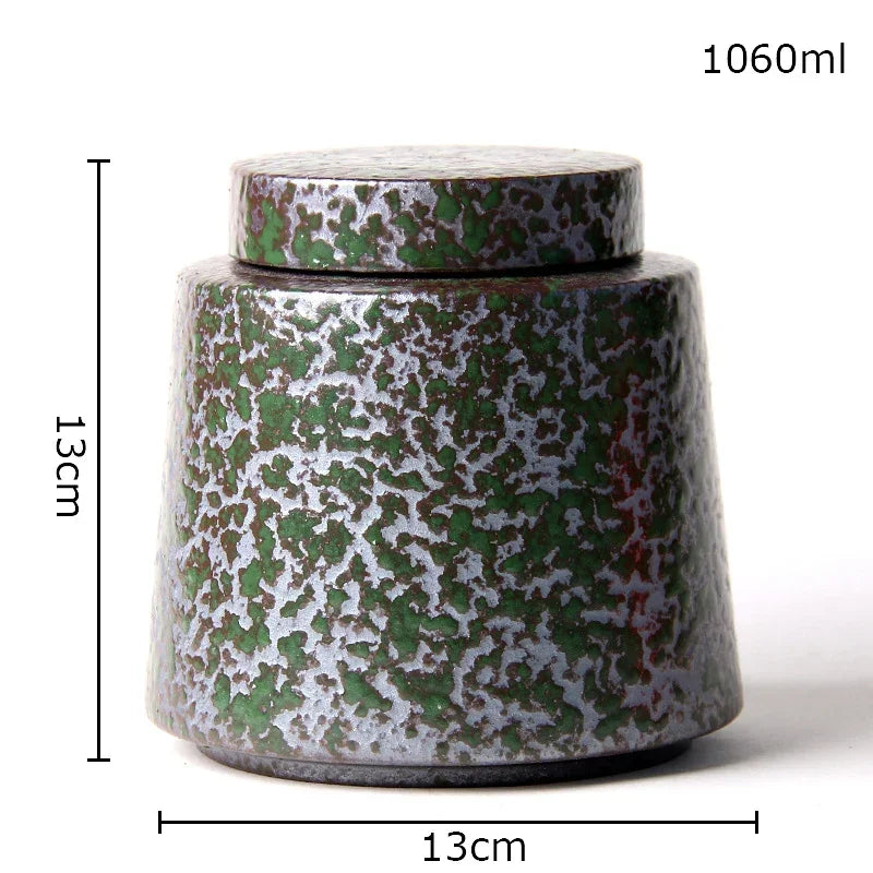 Afralia™ Ceramic Tea Canister Sealed Storage Jars - Geometric Design