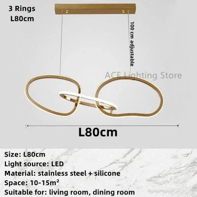 Afralia™ Gold LED Ring Ceiling Chandelier: Modern Luxury for Bar, Hotel, Bedroom & Restaurant