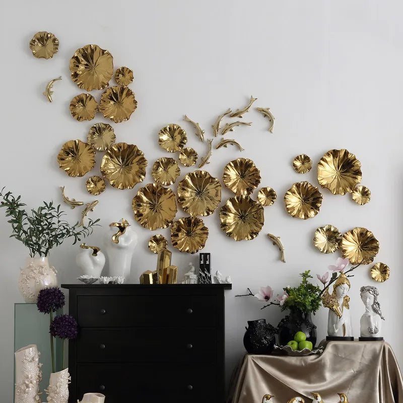 Afralia™ Ceramic Goldfish Lotus Leaf Wall Decoration Set