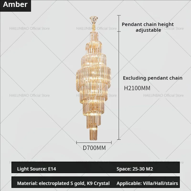 Afralia™ Crystal Chandelier for Penthouse Villa Living Room - Modern Light Luxury Design