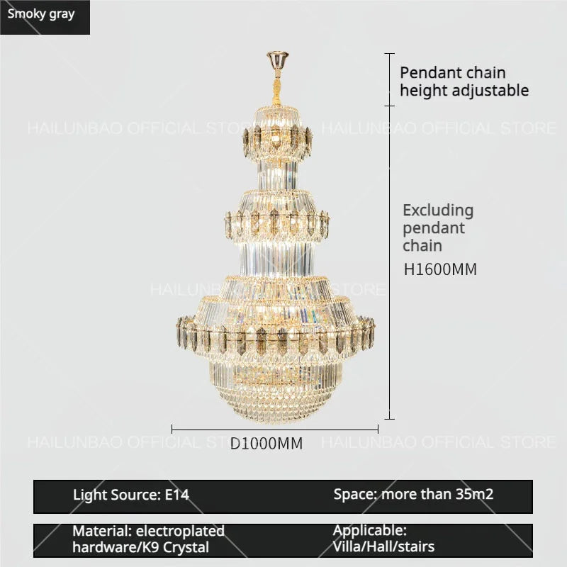Afralia™ Crystal Chandelier: Villa High Living Room Luxury Lighting