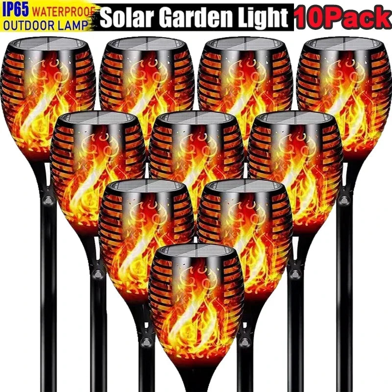 Afralia™ Solar Flame Torch Lights: Flickering Waterproof Outdoor Garden Decoration	Path Yard Lawn Lamps