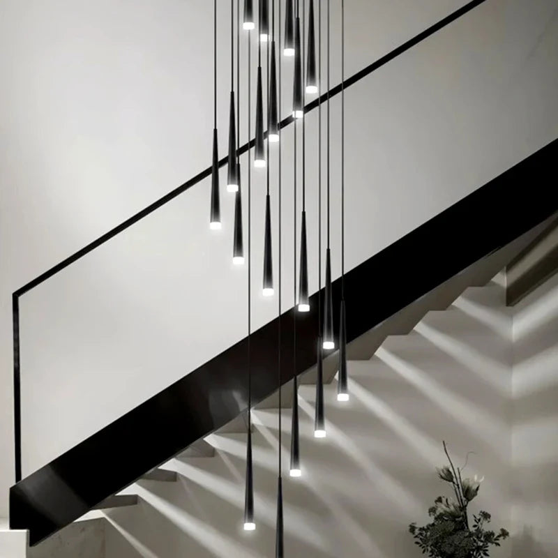 Afralia™ Modern Stair Chandelier Pendant Lights Ceiling Lamp LED Chandeliers Living Room Lighting