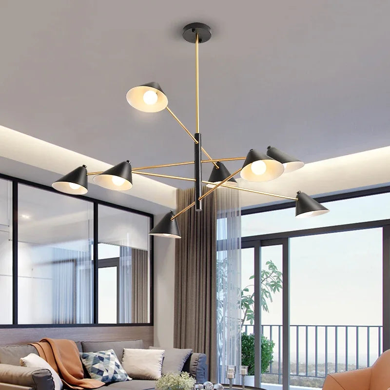 Afralia™ Cone Shade Chandelier: Minimalist Nordic Design for Living and Dining Rooms
