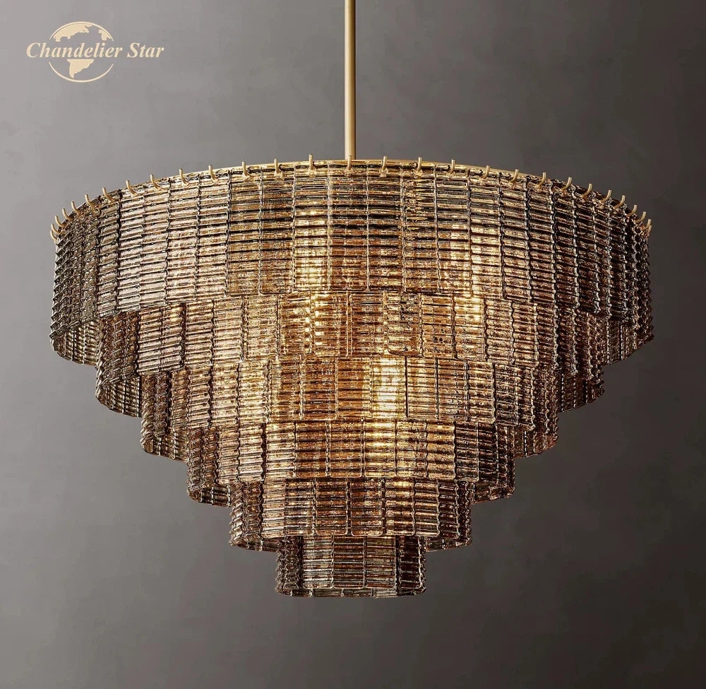 Afralia™ Sirene Smoke Glass Chandelier: Modern Round Hanging Lights for Living Room & Dining Room