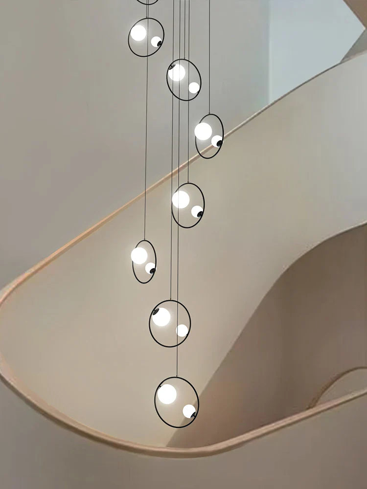 Afralia™ Modern Loft Chandelier Staircase Pendant Light Fixture - Designer Suspension Lustre