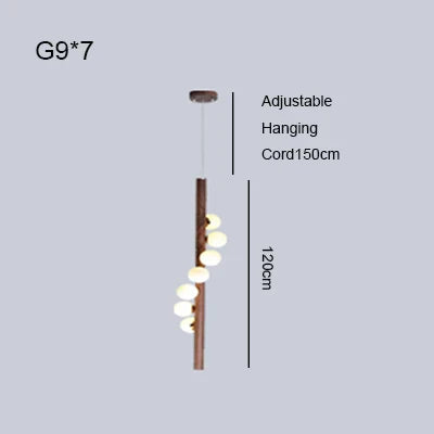 Afralia™ Burly Wood Walnut Glass Pendant Light for Living Room Bar Foyer