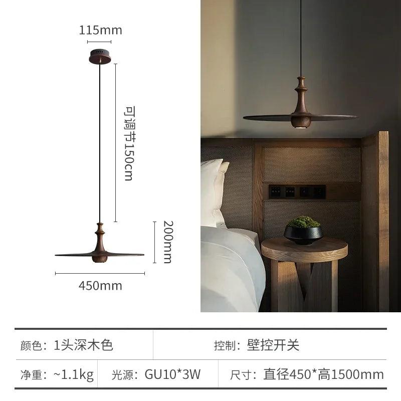 Afralia™ Solid Wood Flying Saucer Pendant Light for Home Decor and Lighting