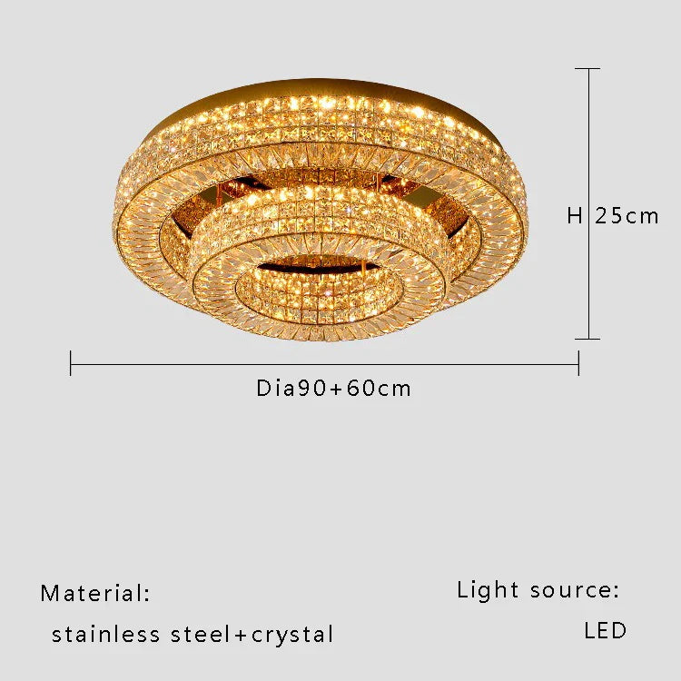 Afralia™ Crystal Two Tier Ceiling Chandelier LED Lighting for Bedroom & Living Room