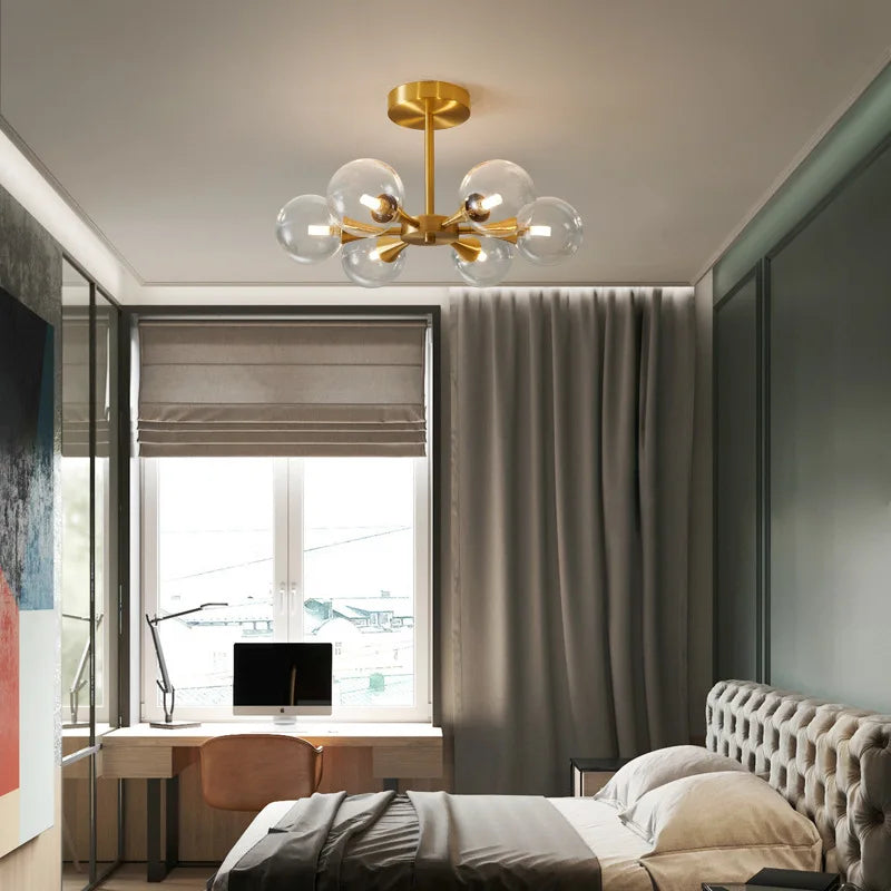 Afralia™ Glass Ball Chandelier Pendant Light Fixture for Living Dining Bedroom