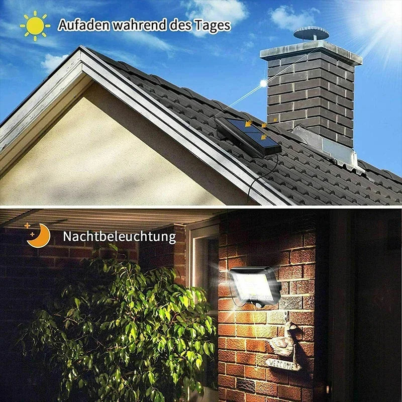 Afralia™ 160COB Solar Outdoor Wall Lights Motion Sensor Remote Control Garden Street