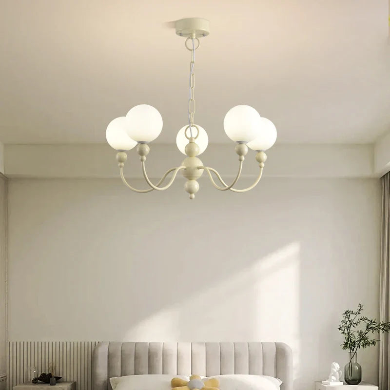 Afralia™ Modern Cream Green Glass Chandelier for Bedroom Living Room Kitchen