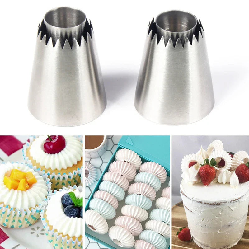 Afralia™ Stainless Steel Cream Cookies Nozzles Icing Cake Pastry Tips Baker Decorating Tools