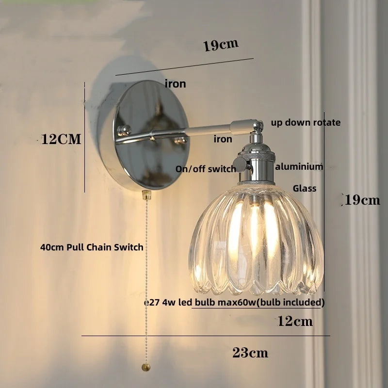 Afralia™ Iron Ceramic LED Wall Lights | Nordic Modern Pull Chain Switch Sconce Wandlamp