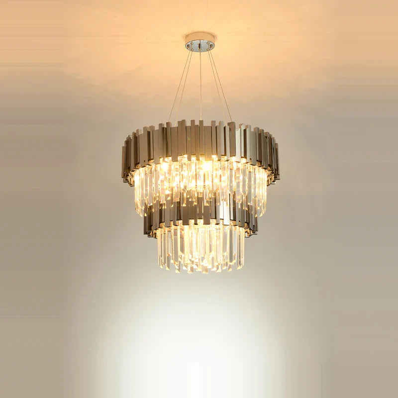 Afralia™ Modern Crystal 4 Tier Chandelier - Gold/Silver - Designer Lighting for Dining Room