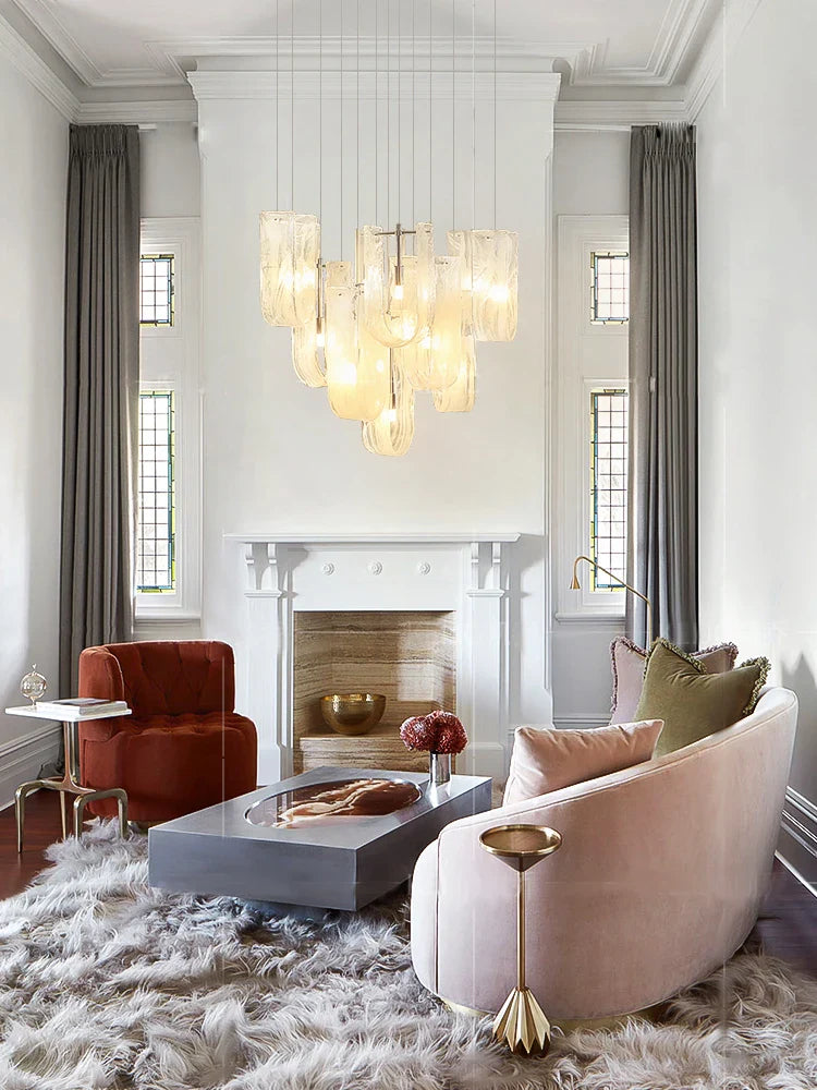 Afralia™ Mist Glass Chandelier: Modern Lighting for Living Room, Dining Table & Interior Ornament