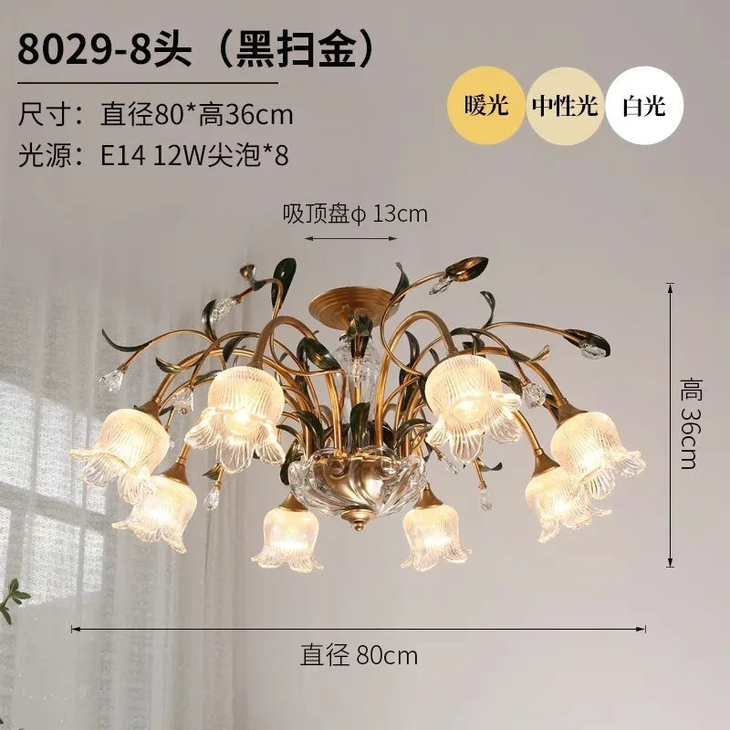Afralia™ Glass Flower Chandelier: Elegant Retro High-End Lobby Main Light for Home, Restaurant
