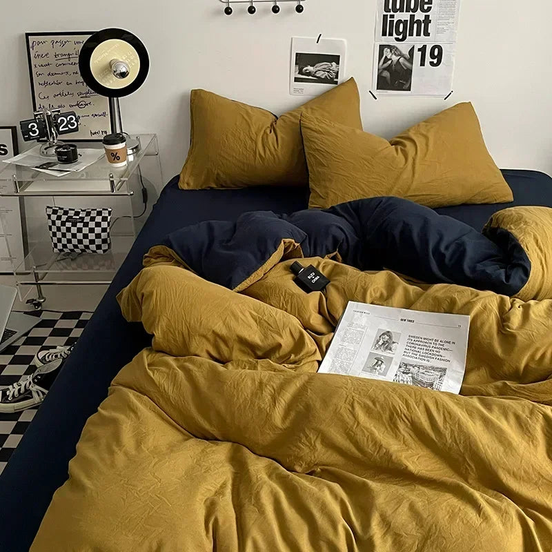 Afralia™ Cotton Bedding Set with Comforter Cover, Sheet, and Pillowcase Set