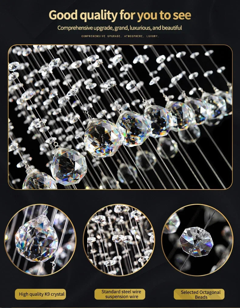 Afralia™ Luxury Crystal Chandelier for Duplex Living Room & Hotel Villa, Postmodern Design