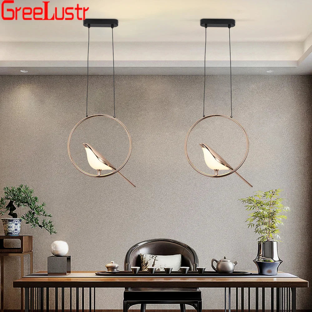 Afralia™ Modern Art Bird LED Pendant Lamp for Entryway Bedroom