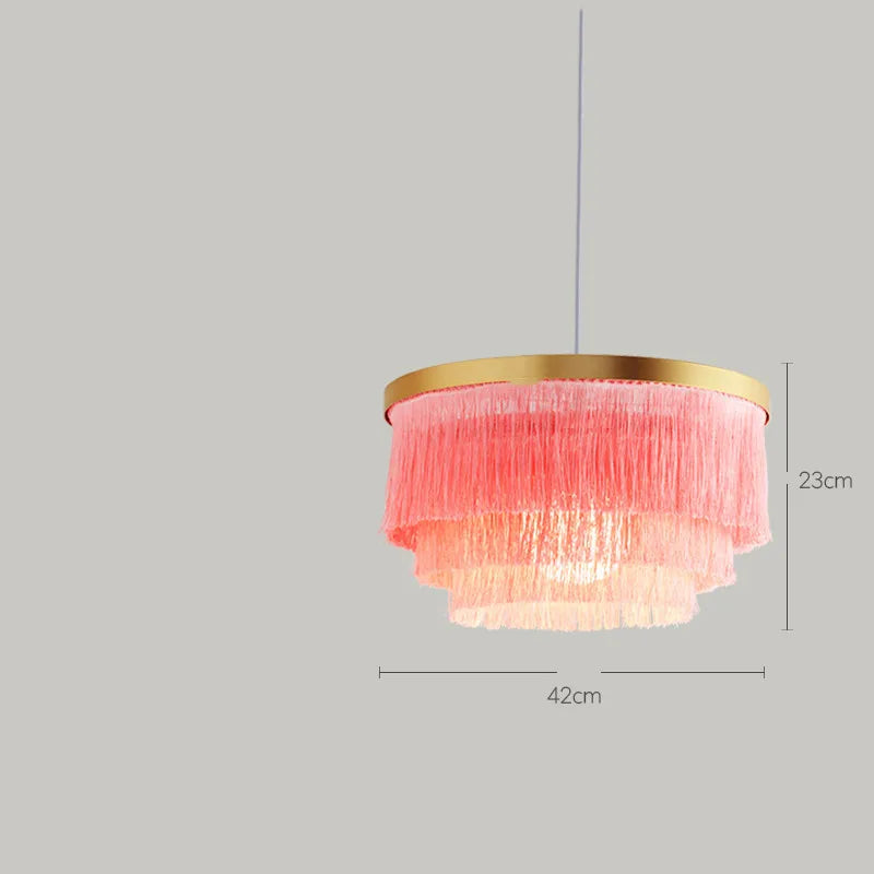 Afralia™ Round Fringe Chandelier for Dining, Bar, Kitchen - Creative Boho Pendant Lamp