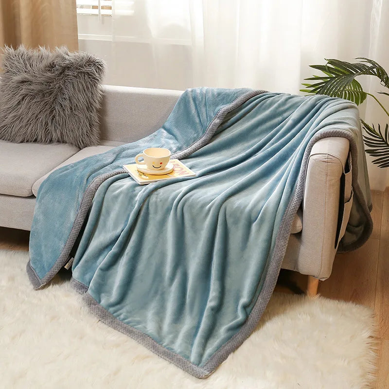 Afralia™ Plush Reversible Wide Edge Velvet Blanket: Luxurious & Skin-friendly Sofa and Office Nap Blanket