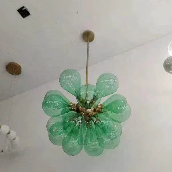 Afralia™ Purple Glass Bubble LED Chandelier for Living Room Bedroom Decor