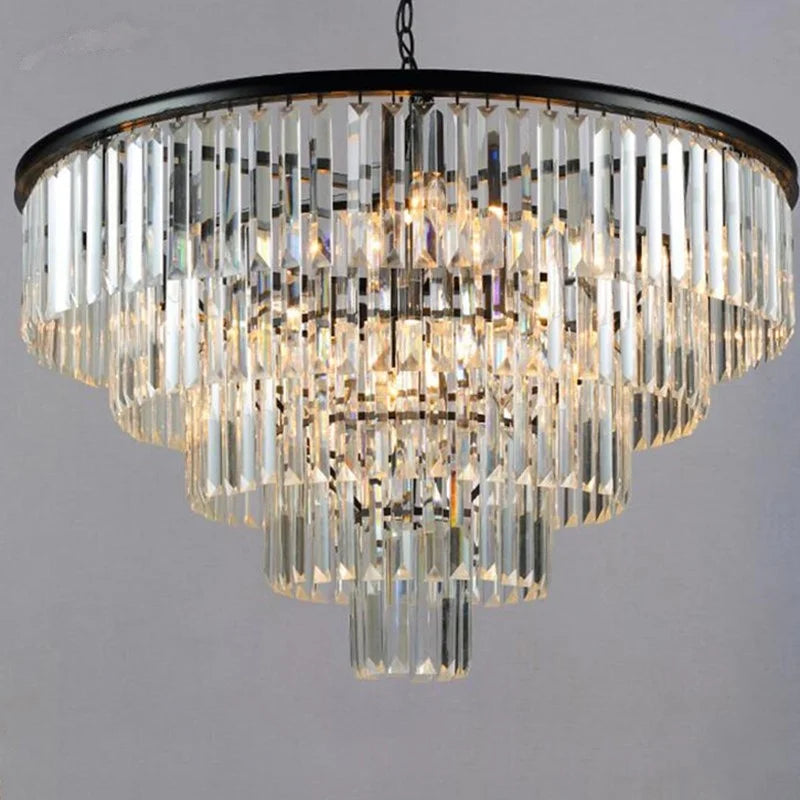 Afralia™ Smoky Gray Crystal Chandelier | Elegant K9 Crystal Suspension for Hospitality Settings