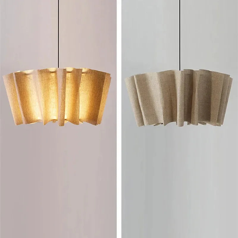 Afralia™ Nordic Fabric Ceiling Chandelier - Handmade Wabi Sabi Vintage Bedroom Pendant Lights