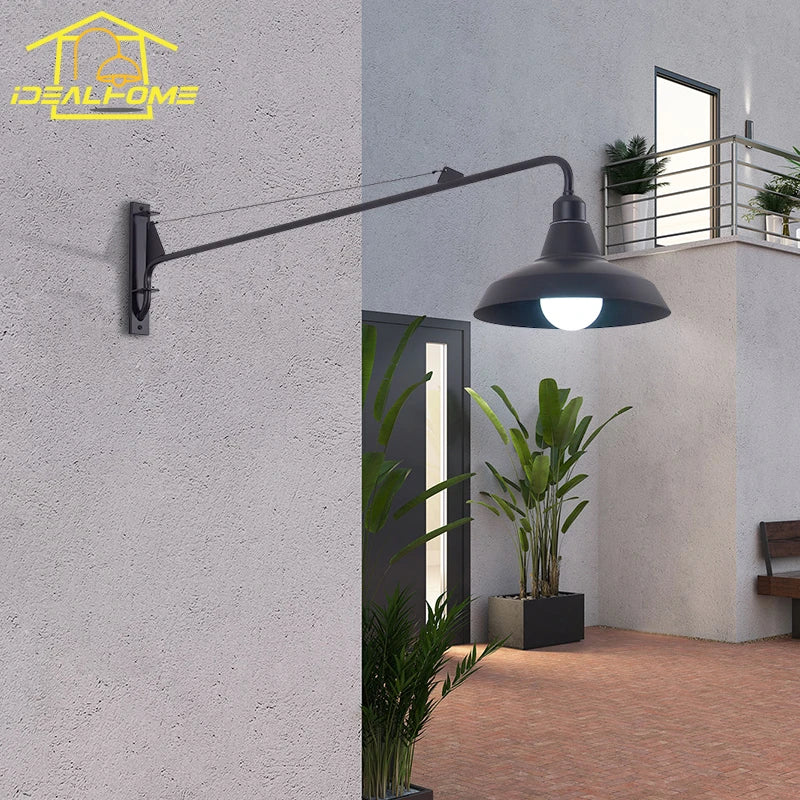Afralia™ Outdoor Wall Lamp LED E27 Swing Arm Industrial Rotatable Wall Mounted