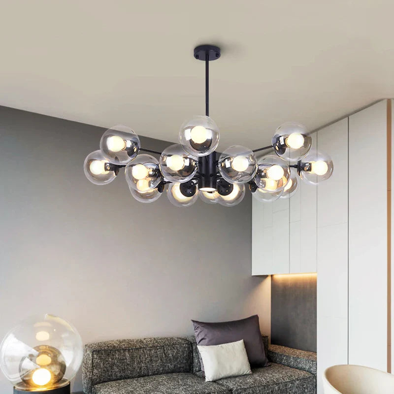 Afralia™ Glass Ball LED Chandelier for Bedroom Dining Room - Elegant Ceiling Pendant Lamp