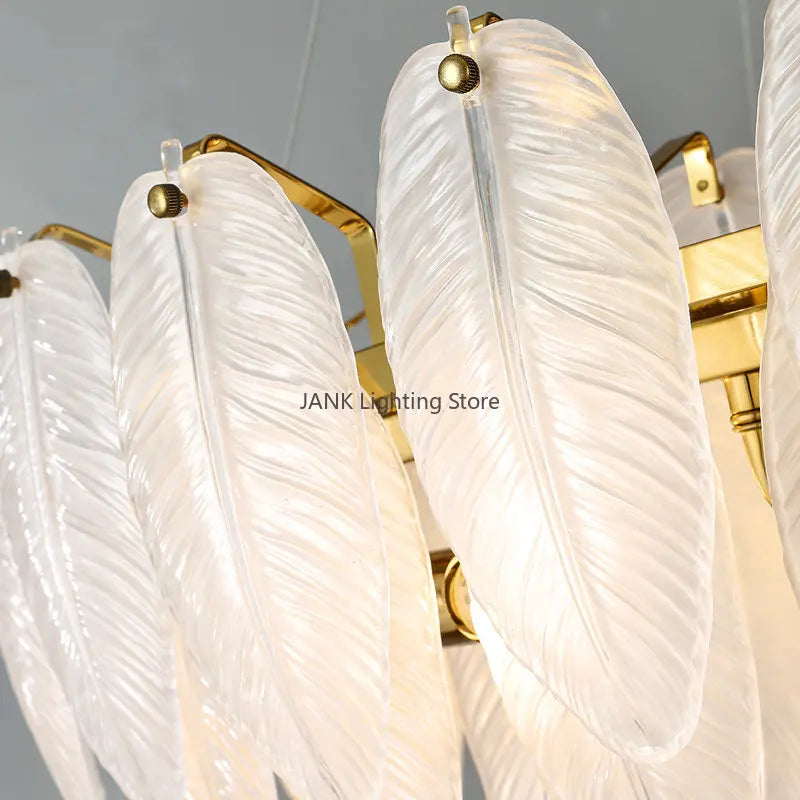 Afralia™ Nordic Feather Crystal Chandelier LED Luxury Interior Decoration Lamp