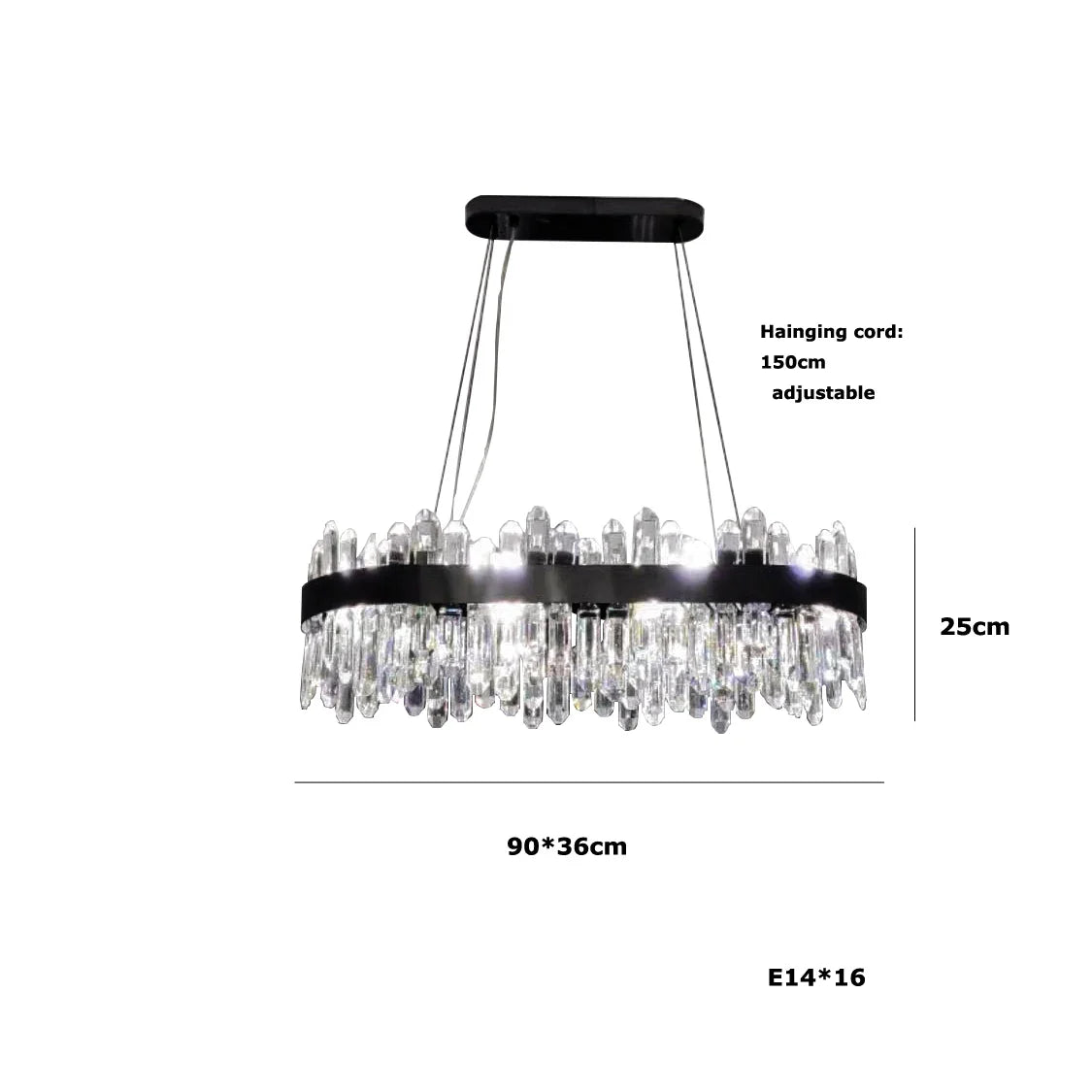 Afralia™ Black/Gold Crystal Chandelier | Modern Oval Round LED Ceiling Light