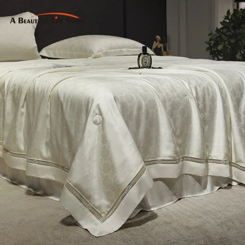 Afralia™ Silky Cool Jacquard Summer Quilt Bedding Set with Soft Lyocell Fiber, Sheet & Pillowcase