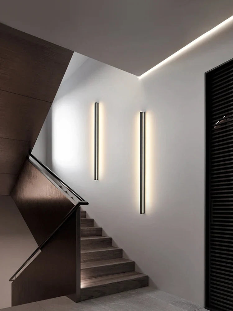 Afralia™ Bedroom Wall Lamp: Nordic Strip Light, Minimalist Design, Black Background, Decorative Luminaires