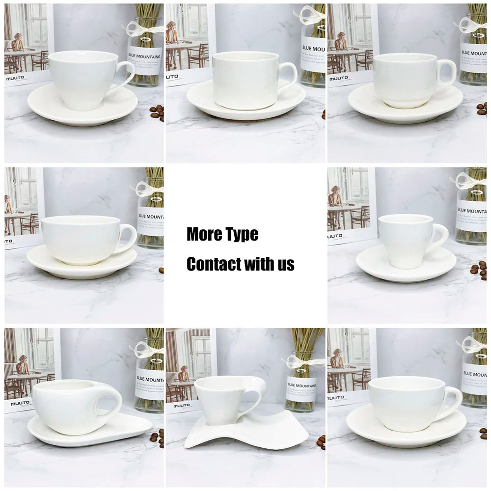 Afralia™ Ceramic Espresso Cup Set with Saucer | White Porcelain Coffee Mug