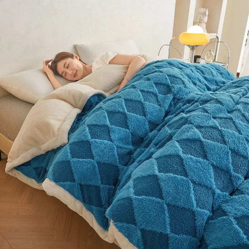 Afralia™ Plaid Double-Layer Thick Blanket for Four Seasons