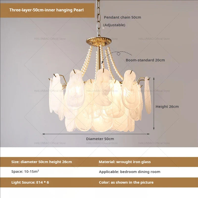 Afralia™ French Chandelier Garden Light with K9 Crystal | Elegant Pearl Shell Design